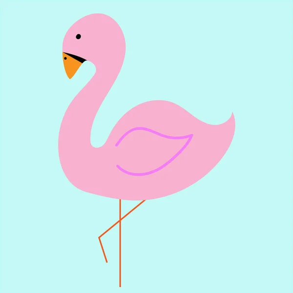 Векторная иллюстрация розового фламинго. на синем фоне. Экзотические тропические птицы . — стоковый вектор