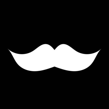 Vektör çizim. Basit bir örnek. siyah bir zemin üzerine beyaz bıyık simgesi