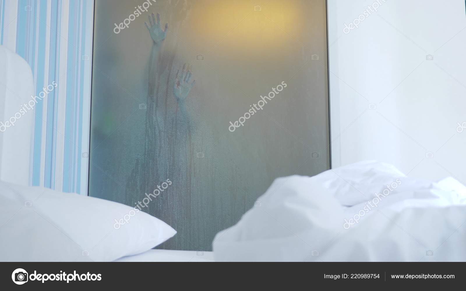 Unrecognizable Girl Takes A Shower Someone Looks At It