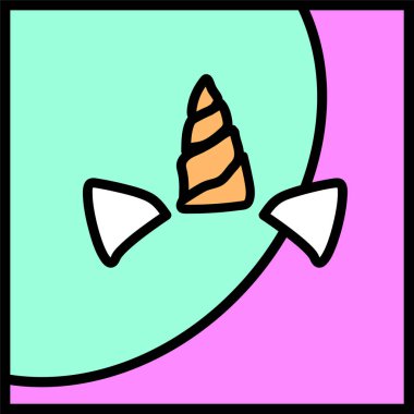 Tek boynuzlu at boynuz kulağı, vektör resim, logo ile.