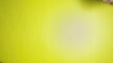 Eller, parlak sarı bir arka plan üzerinde ananas koymak. Çok az meyve kavramı.