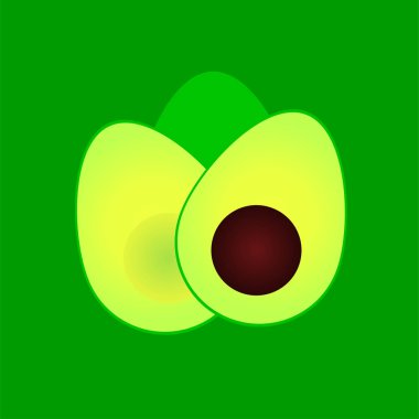 Avokado yarıya. simge vektör çizim