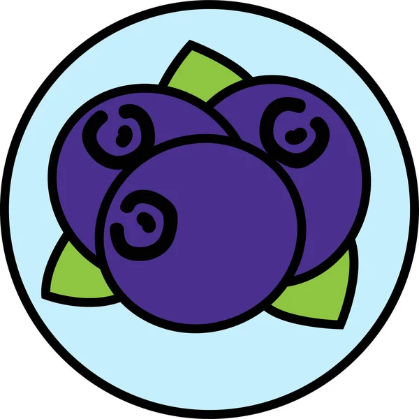 Ilustración de vector plano, arándano, icono de baya redonda — Vector de stock