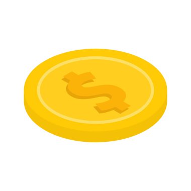 bir dolar işareti, kutsal kişilerin resmi, vektör çizim ile altın sikke