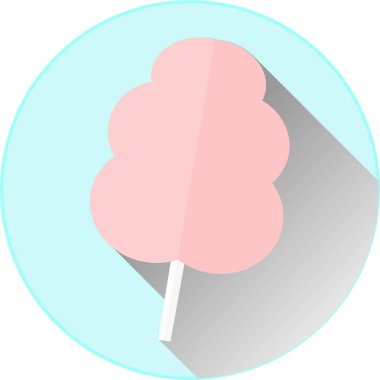 uzun bir gölge bir mavi daire zemin üzerine pembe pamuk şeker. vektör çizim