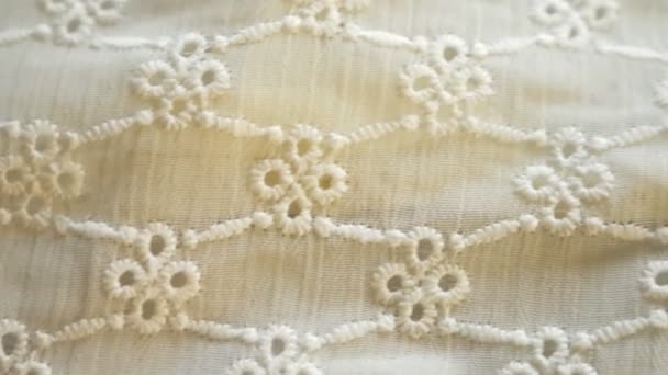 Background from white cotton fabric. close-up. fabric texture. — Stock Video