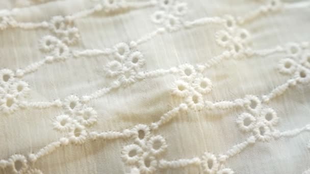 Background from white cotton fabric. close-up. fabric texture. — Stock Video