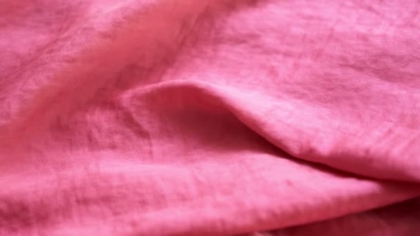 Background from bright satin fabric. close-up. fuchsia color. fabric texture. — Stock Video