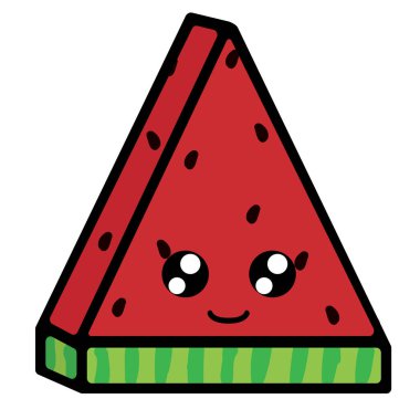 duyguları ile karpuz dilim. güzel bir gülümseme . Karikatür tarzında vektör illüstrasyon.