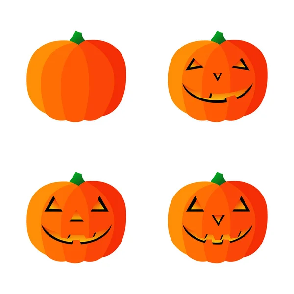 Quatro ícones de abóbora vetorial para o Halloween. ilustração vetorial. isolado em fundo branco — Vetor de Stock