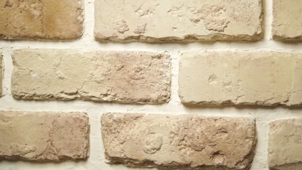 Background texture. beig brick loft style brick wall — Stock Video
