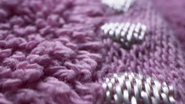 超级特写。粉红毛巾布的细节纺织品背景 — 图库视频影像