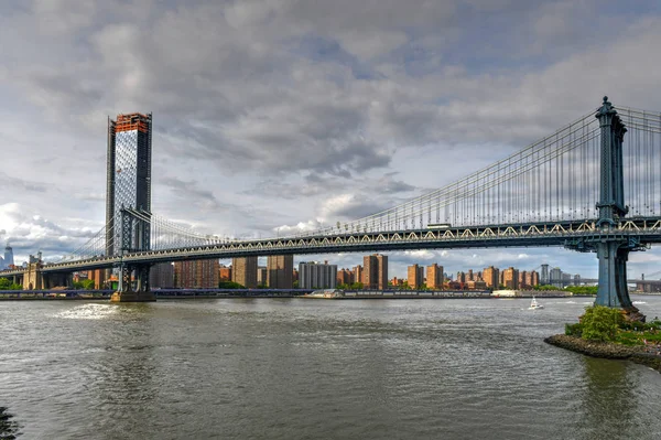 Weergave Van Manhattan Bridge Van Brooklyn Heights — Stockfoto