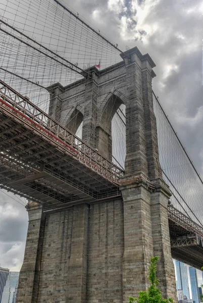 Arcos Góticos Ponte Brooklyn Partir Brooklyn Bridge Park — Fotografia de Stock