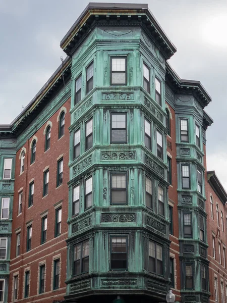 Copper Tripartite Bay Windows Barrio North End Boston Massachusetts — Foto de Stock