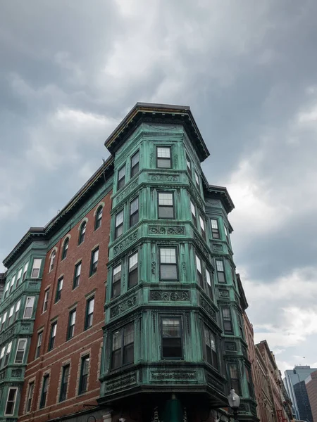 Copper Tripartito Bay Windows Nel Quartiere North End Boston Massachusetts — Foto Stock