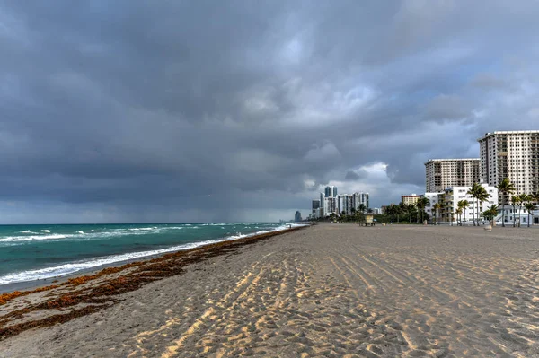 Hollywood Beach Florida Por Noche Mientras Sol Pone — Foto de Stock