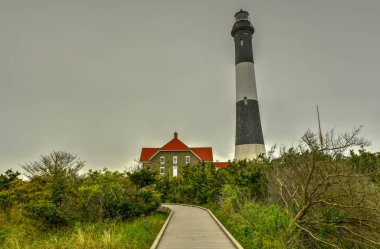 Ateş Adası feneri. Deniz feneri büyük Güney Bay, Güney Sahili Long Island, New York yer alır.