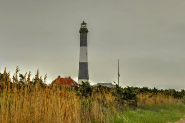 Ateş Adası feneri. Deniz feneri büyük Güney Bay, Güney Sahili Long Island, New York yer alır.