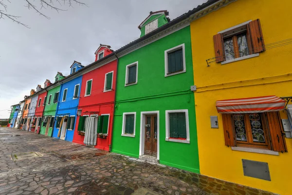 Coloridas Casas Canales Isla Burano Venecia Italia — Foto de Stock