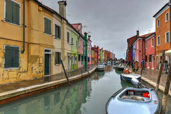 Renkli Evleri Burano Adası Venedik Talya Kanallar — Stok fotoğraf