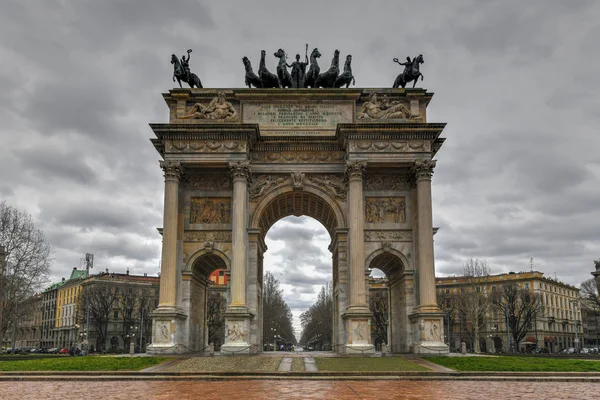 Arco Della Pace Arco Paz Perto Parque Sempione Centro Cidade — Fotografia de Stock