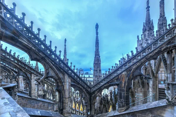 Миланский Собор Дуомо Милан Одна Крупнейших Церквей Мире Площади Пьяцца — стоковое фото