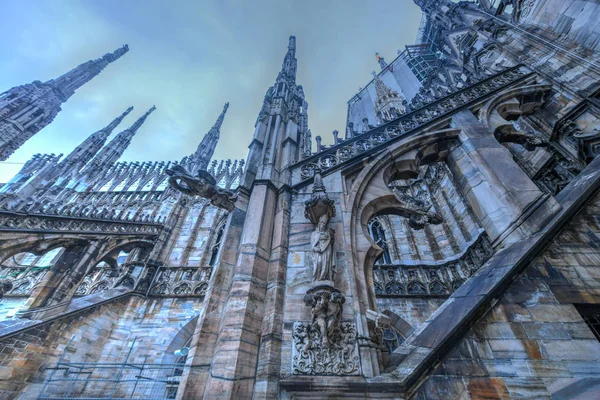 Katedra Mediolanie Duomo Milano Jeden Największych Kościołów Świecie Przy Placu — Zdjęcie stockowe