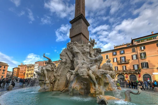 Rom Italien Mar 2018 Fyra Floder Fontänen Piazza Navona Rom — Stockfoto