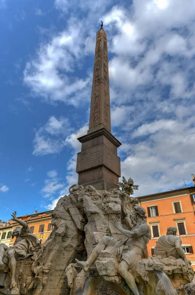 Fyra Floder Fontänen Piazza Navona Rom Italien Europa Roms Antika — Stockfoto