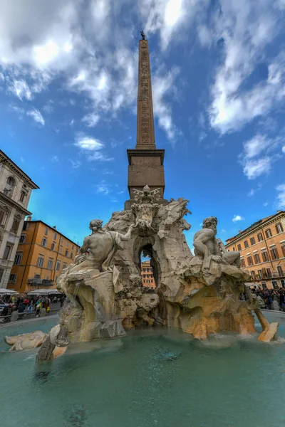 Rom Italien Mar 2018 Fyra Floder Fontänen Piazza Navona Rom — Stockfoto