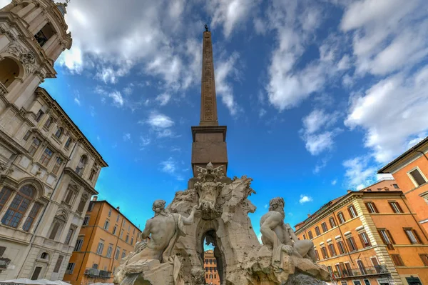 Fyra Floder Fontänen Piazza Navona Rom Italien Europa Roms Antika — Stockfoto