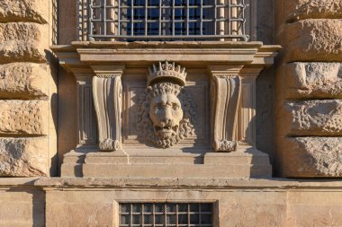 Aslan sıva Palazzo Pitti, eski Medici Sarayı aile Floransa, İtalya, kapatmak.