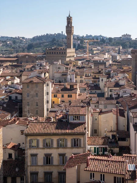 Flygfoto Arnolfo Tower Palazzo Vecchio Florens Italien — Stockfoto