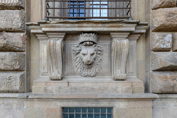 Закрыть Львиную Лепнину Палаццо Питти Старом Дворце Семьи Медичи Флоренции — стоковое фото