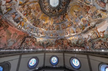 Florence, İtalya - 22 Mart 2018: Floransa Duomo. Basilica di Santa Maria del Fiore (Basilica of Saint Mary çiçek) Floransa, İtalya.