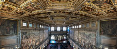 Florence, İtalya - 21 Mart 2018: Salone dei Cinquecento içinde Palazzo Vecchio, Florence, İtalya.