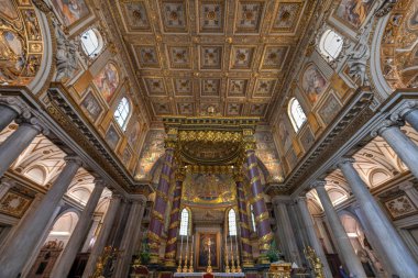 Rome, İtalya - 25 Mart 2018: Basilica di Santa Maria Maggiore Roma, İtalya. Santa Maria Maggiore, Papalık büyük Bazilikası ve Roma, İtalya en büyük Katolik Marian Kilisesi olduğunu.