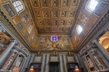 Rome, İtalya - 25 Mart 2018: Basilica di Santa Maria Maggiore Roma, İtalya. Santa Maria Maggiore, Papalık büyük Bazilikası ve Roma, İtalya en büyük Katolik Marian Kilisesi olduğunu.