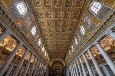 Rome, İtalya - 25 Mart 2018: Basilica di Santa Maria Maggiore Roma, İtalya. Santa Maria Maggiore, Papalık büyük Bazilikası ve Roma, İtalya en büyük Katolik Marian Kilisesi olduğunu.
