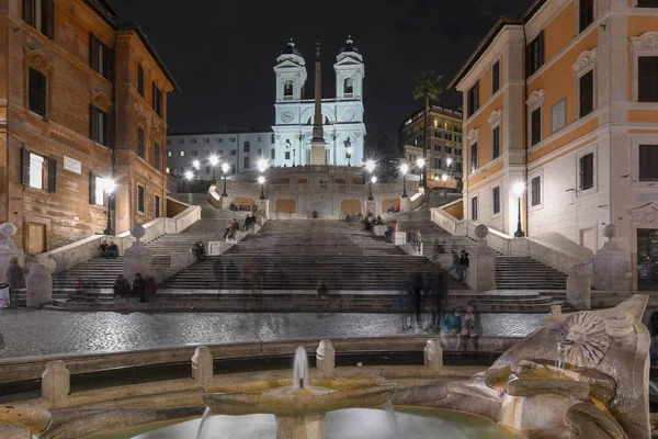 Spanska Trappan Sett Natten Från Piazza Spagna Rom Italien — Stockfoto