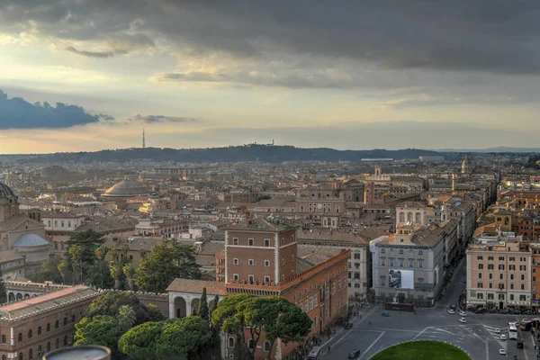 Veduta Aerea Dello Skyline Roma Italia All Avvicinarsi Del Tramonto — Foto Stock