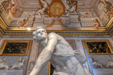 Rome, İtalya - 25 Mart 2018: Mermer heykel içinde Villa Borghese Roma, İtalya.