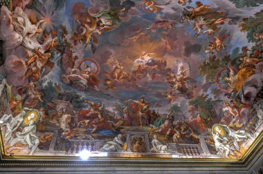 Rome, İtalya - 25 Mart 2018: Tavan fresklerine Villa Borghese Roma, İtalya.