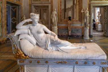 Rome, İtalya - 25 Mart 2018: Mermer heykel içinde Villa Borghese Roma, İtalya.