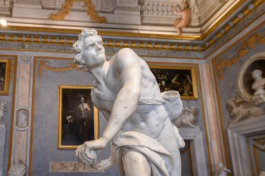 Rome, İtalya - 25 Mart 2018: Mermer heykel içinde Villa Borghese Roma, İtalya.