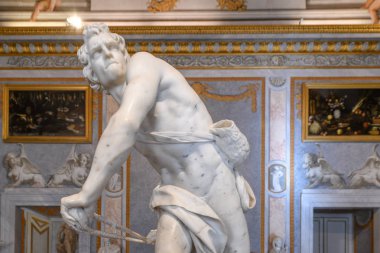 Rome, İtalya - 25 Mart 2018: Mermer heykel içinde Villa Borghese Roma, İtalya.