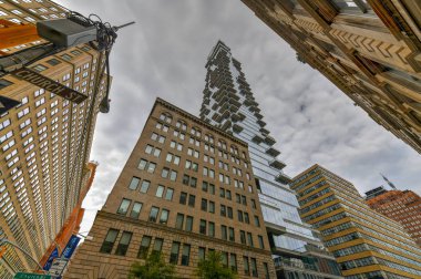 New York City - Oct 14, 2018: 56 Leonard Street is the tallest building in the Tribeca neighborhood of Manhattan and was designed by Herzog and Meuron. It is 60 stories high with 145 units. clipart