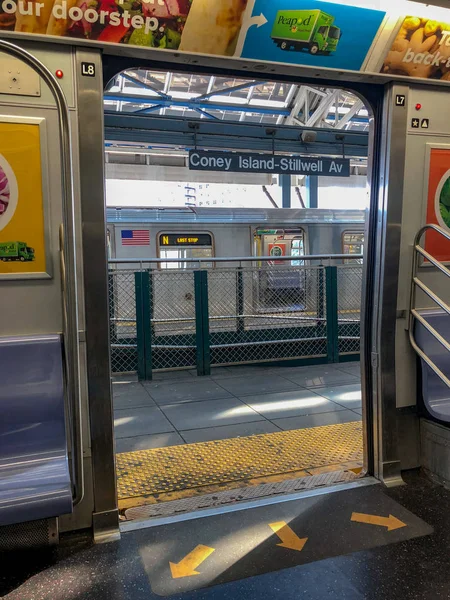 New York City October 2018 Coney Island Stillwell Station Last — Stock Photo, Image