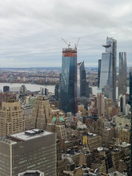 Aerial View New York City Skyline Construction Hudson Yards — Stock Photo, Image